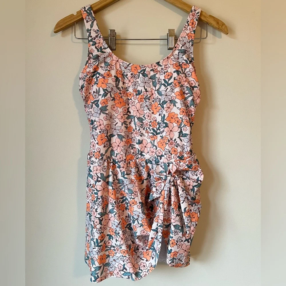 Cupshe NWT Apricot Ditsy Floral Scoop Neckline Ruching Swimdress Size M - Picture 4 of 16